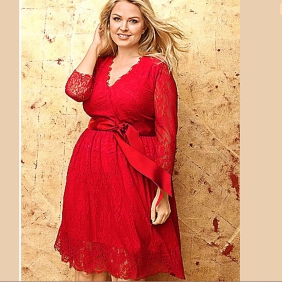 Lane Bryant Dresses & Skirts - Lane Bryant red lace stretch dress